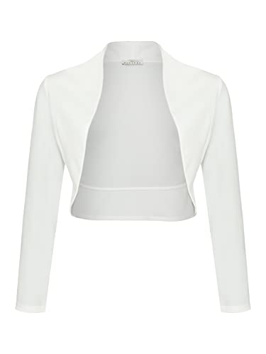 DANAEST Damen Langarm Bolero Festlich Strickjacke Schulterjacke Kurz Top (700), Grösse:M, Farbe:Weiß