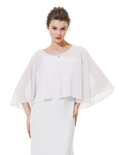 BEAUTELICATE Chiffon Stola Damen Elegant Bolero Cape Ärmellos Schultertuch Leichte Brautjacke Cardigan für Abendkleid...