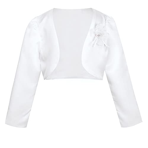 YiZYiF Baby Kinder Bolero Jacke Zum Festlich Hochzeit Mädchen Satin Schulterjacke Langarm Jäckchen...