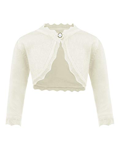 trudge Mädchen Strickjacke Basic Bolero Kinder Lange àrmel Schulterjacke Bolerojäckche kurz Zum Kommunionkleid...