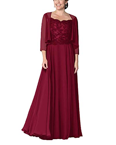 HUINI Abendkleider Lang Elegant Ballkleid Hochzeitskleid Damen Spitzen Brautmutterkleider mit Bolero Festkleider Langarm...