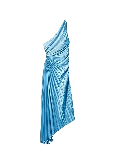 QLXYYFC Damen Mode One Shoulder Ruched Bodycon Kleid Abendkleid Elegant Kurz Sommerkleid Wickelkleid Sexy Fitted...