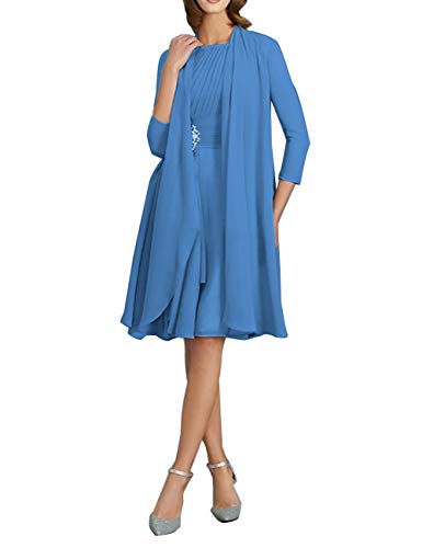 Brautmutterkleider Knielang mit Jacke A-Linie Chiffon Elegante Cocktailkleider Abendkleider Ballkleider Hochzeit Kleider...
