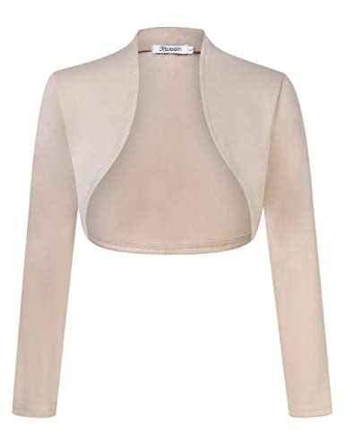 KOJOOIN Damen Bolero Kurze Strickjacke Festlich Kurz Cardigan Elegant Schulterjacke A-Champagner S（Verpackung...