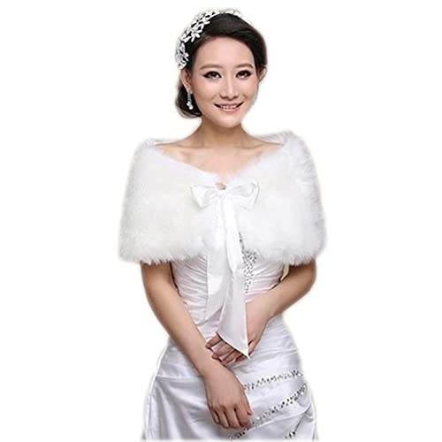 ITODA Brautstola Kunstfell Braut Stola Abendstola mit Schleife Abendkleid Winter Brautschal Weich Brautfell Bolero...