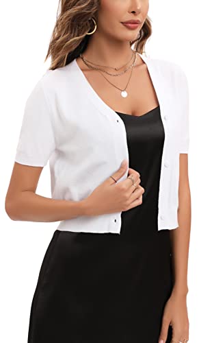 Yukiuiny Damen Bolero Jacke Kurzarm Elegant Kurz Cardigan für Kleider Weiche Trachten Strickjacke Frühling...