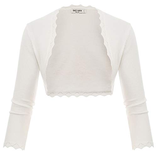 GRACE KARIN Damen Kurz Bolero Open Front Strickjacke für Kleid Cropped Knit Elegant Cardigan M CL960-2