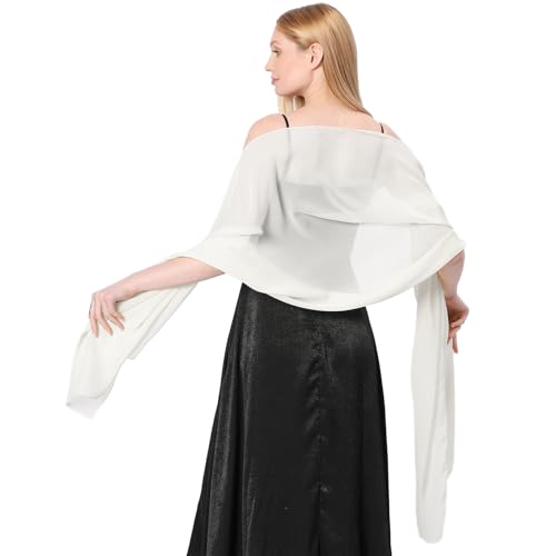 Jeffdad Sheer Chiffon Schal, Stola für Abendkleid Damen Halstuch, 200 x 70 cm Soft Chiffontücher Leichter Schultertuch...