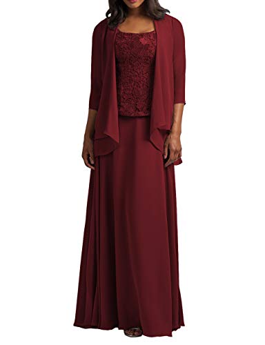 HUINI Abendkleider Lang Elegant Hochzeitskleid Brautmutterkleider mit Bolero Chiffon Ballkleid Festkleid mit Ärmel...