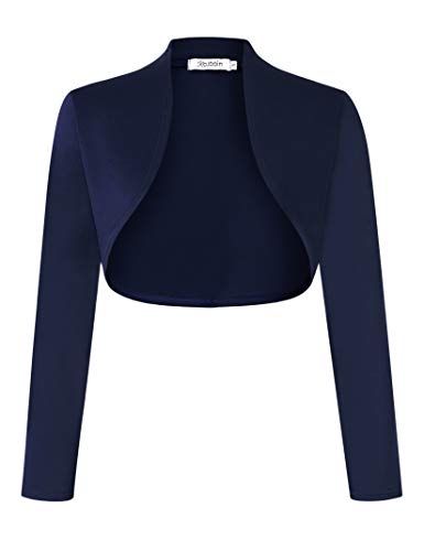 KOJOOIN Damen Bolero Kurze Strickjacke Festlich Kurz Cardigan Elegant Schulterjacke A-Navy Blau M（Verpackung...