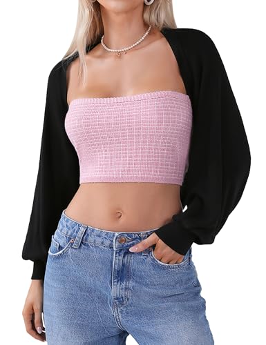 Totatuit Bolero Damen Festlich Kurz Strickjacke Elegant Cardigan Open Front Shrugs Langarm Leichte Jäckchen Boleros...
