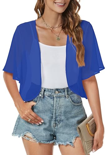 Gosunny Sommer Bolero Damen Leicht Offene Vorderseite Shrug Kurzarm Chiffon Strickjacke für Formelle...