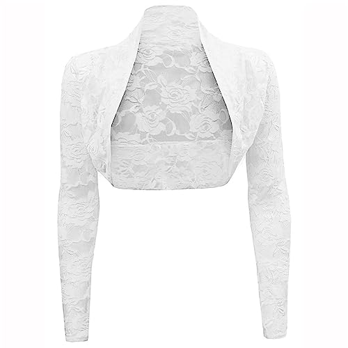 Buliezy Damen Bolero Spitzen Strickjacke 3/4 Sleeves Ärmel Festlich Bolerojacke Elegant Kurz Strickjacke Für Hochzeit...