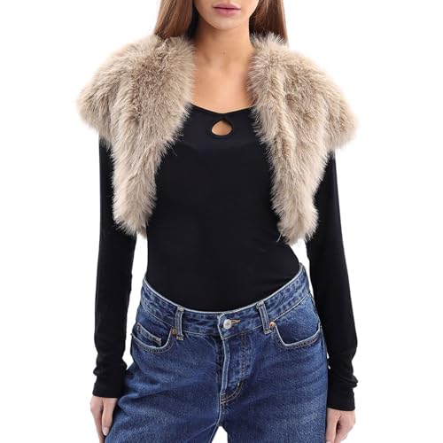 Amazhiyu Fell Brautjacke, Kurzarm Brautstola Bolero Damen, Crop Hochzeitsjacke Kunstpelz Stola, Kurz Kunstfell Winter...