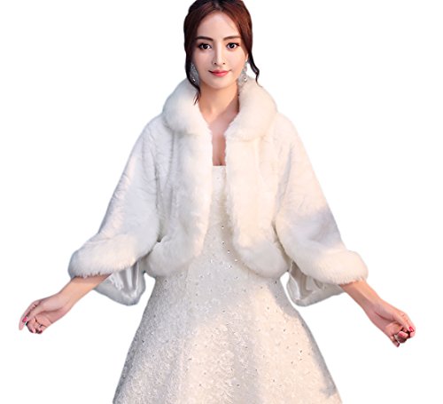 Icegrey Brautzusatz Kunstpelz Hochzeit Braut Schal Brautschal Brautjacke Cape Braut Wraps Umhang Bolero Kap Stola...