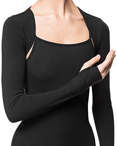 Arabesque Langarm Damen Ballettjacke Wickeljacke Bolero, Simone (Schwarz, M)