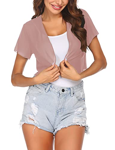 Zeagoo Sommer Kurz Bolero Damen Chiffon Festlich Bolerojacke Kurzarm Elegant Jacke Transparent Cardigan für Party...