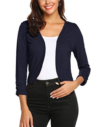 Parabler Damen Bolero Kurze 3/4 Ärmel Strickjacke Schulterjacke Shrug Top Elegant Leichte Cardigan Casual Top...