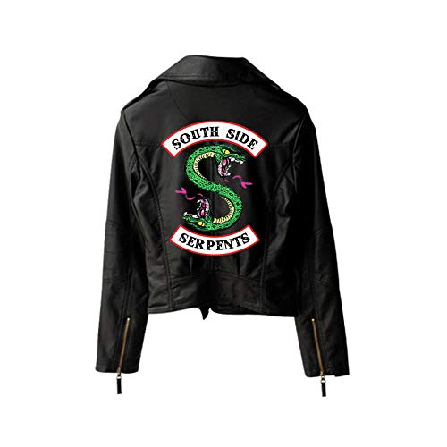FCWJHNTSL Neue PU gedruckte Logo Southside Schlangen Jacken Frauen Schlangen Streetwear Jacke-Color5 XS