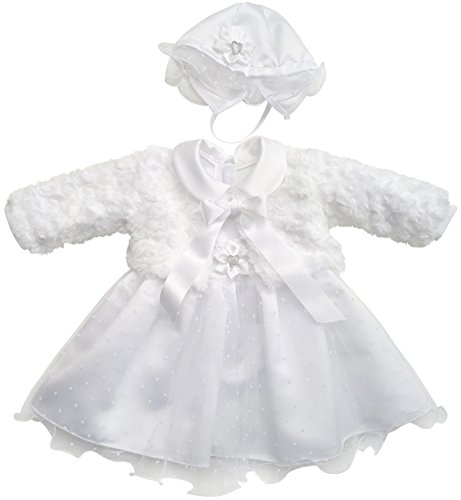 YES Kleid Babykleid Taufkleid Festkleid Bolero Jacke Mädchen Baby Taufe Taufjacke, Mia weiß, 74