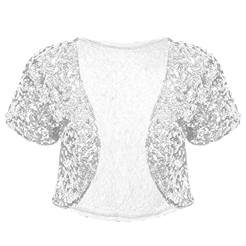 iixpin Damen Pailletten Bolero Kurze Jacke Blazer Langarm Offen Strickjacke Cardigan Festlich Elegant Frauen Vintage...