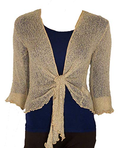 Bolero-Jacke, Strickware, schlicht, kurz, zum Schnüren, Beige One size